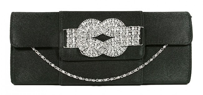 Evening Bag - Satin w/ Rhinestone Accent Charm - BG-90790B